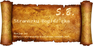 Stranszky Boglárka névjegykártya